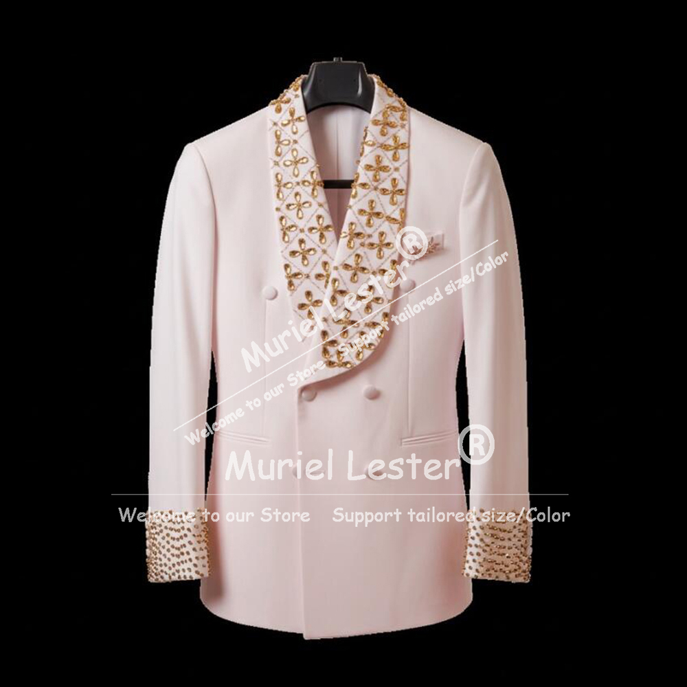 Men Grooming Outfit - Jas Pria Elegan Berhias Berlian Imitasi,