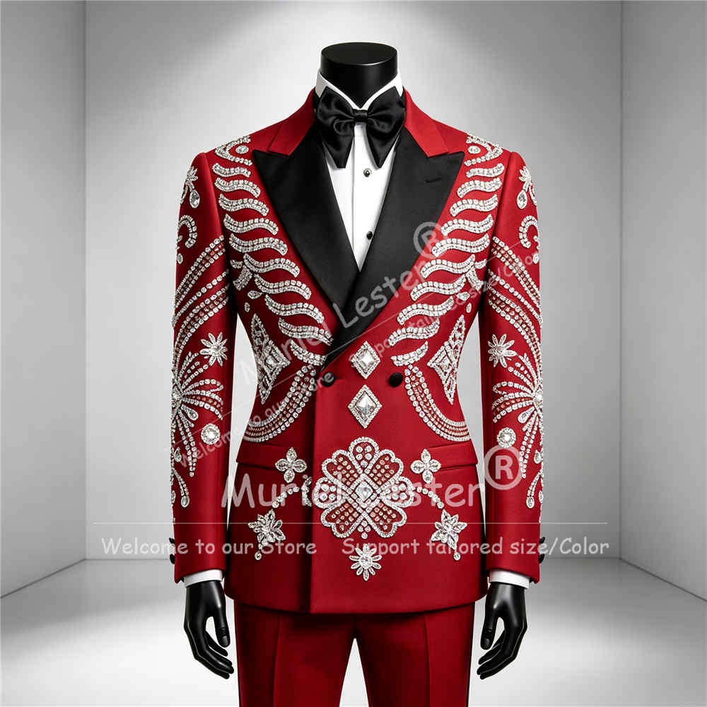 Men Grooming Outfit - Setelan Jas Pria dengan Hiasan Kristal