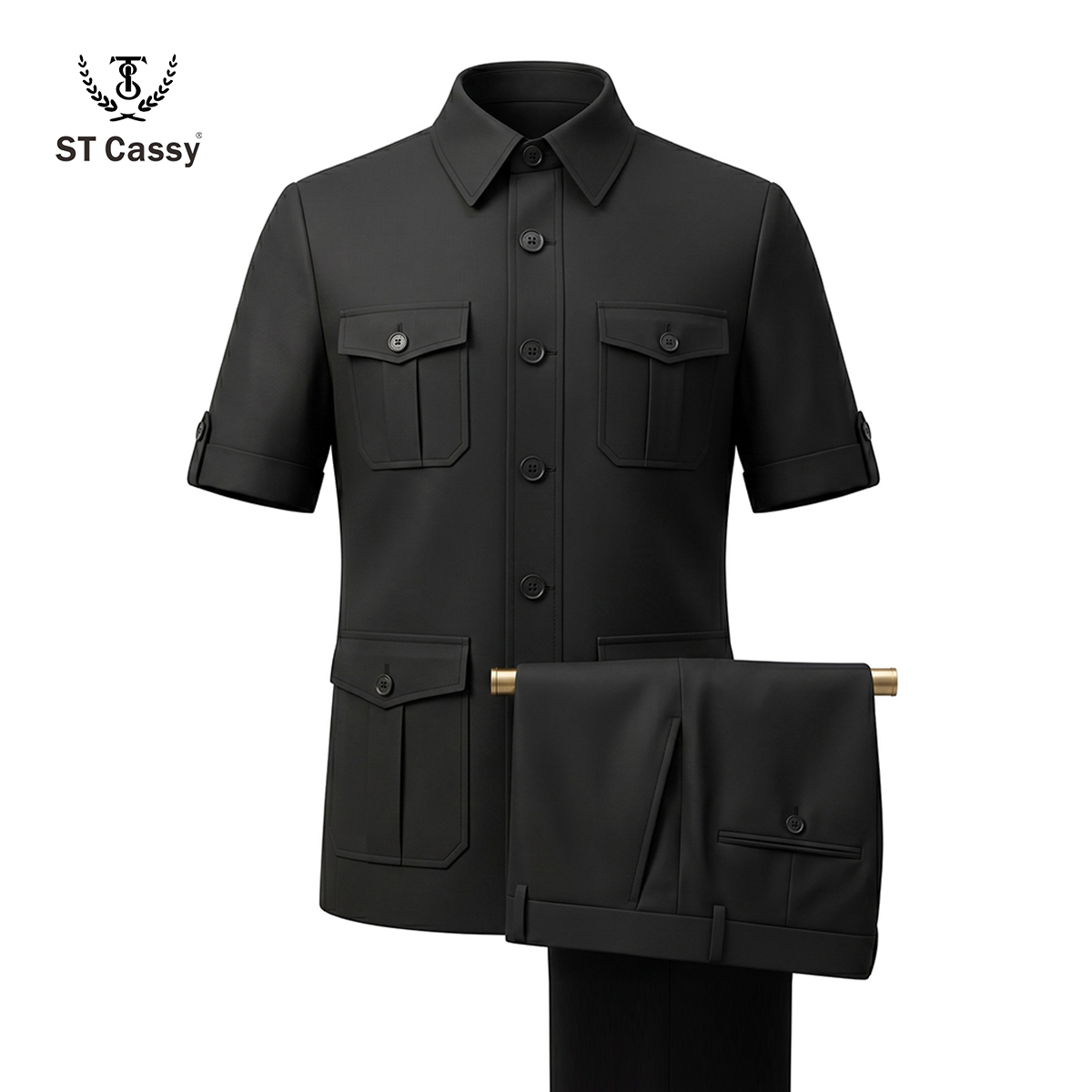 Z Men'S Grooming - Setelan Jas Safari Pria Musim Panas