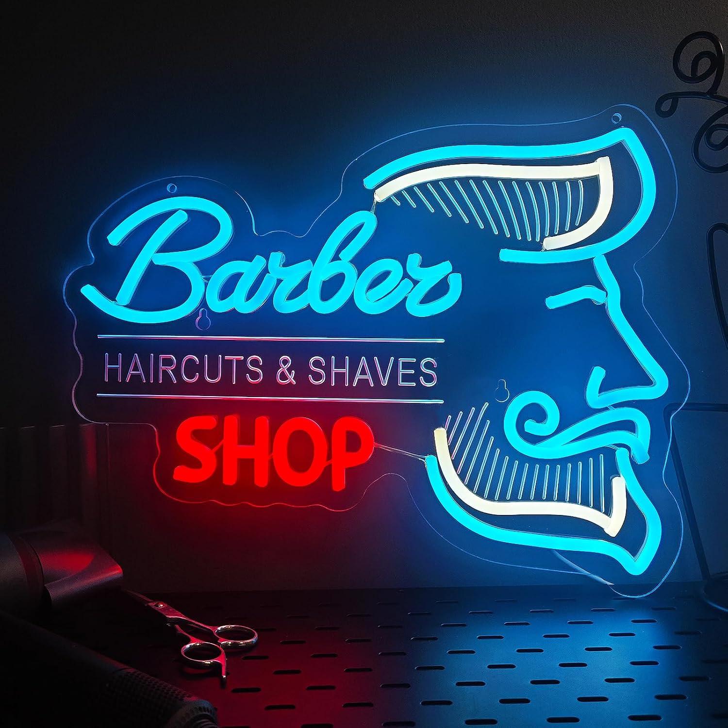 Men'S Grooming Barbershop - Lampu LED Neon yang Dapat Diredupkan