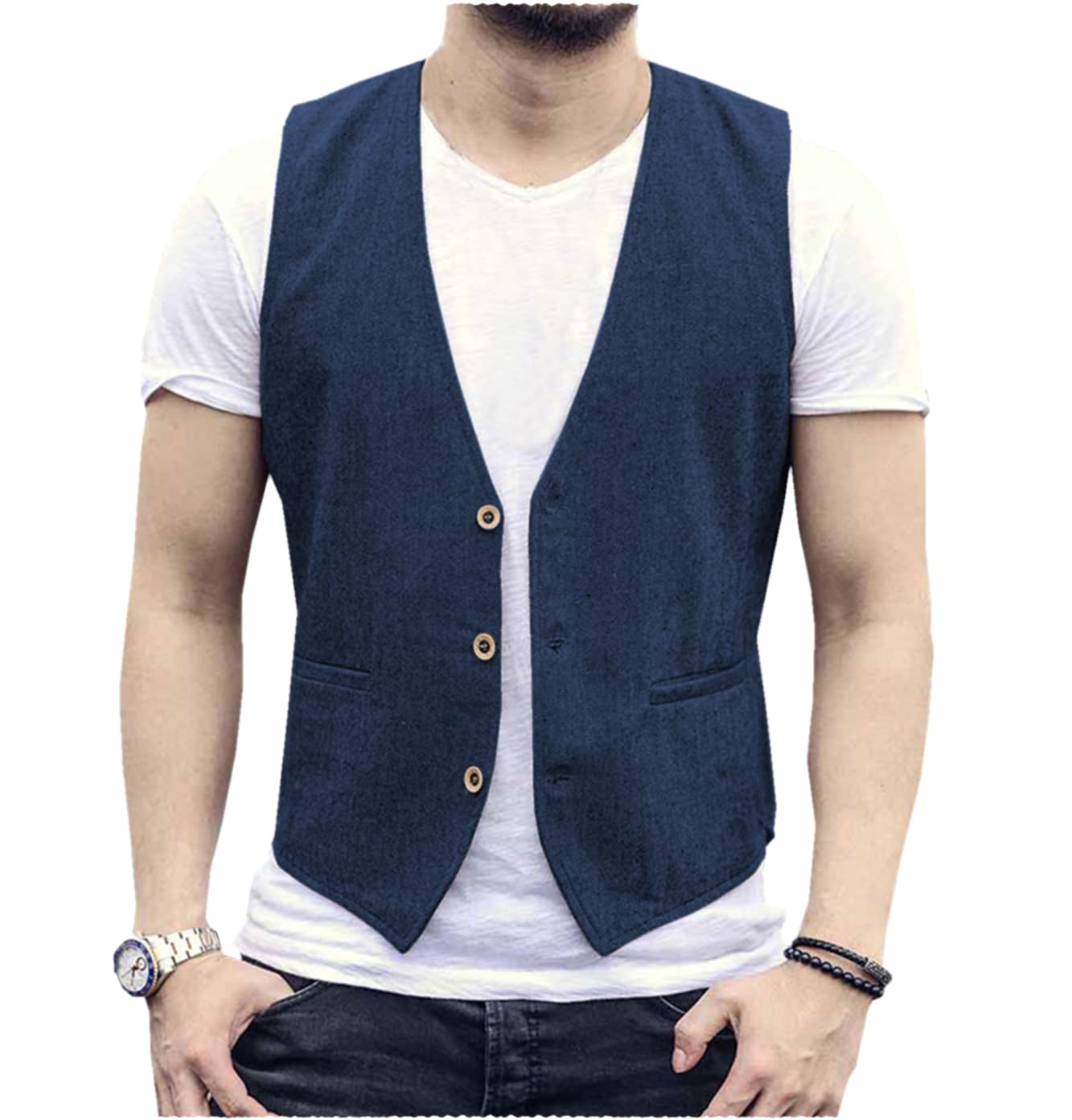 Rompi Pria Linen Rompi Solid P - Men Grooming Outfit ulasan dan harga