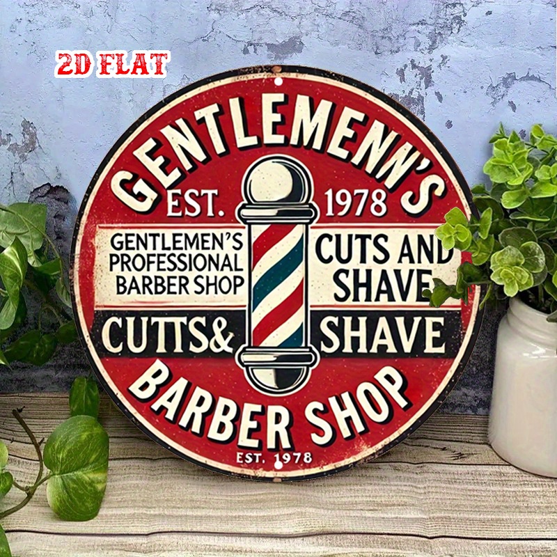 Papan Tanda Aluminium Bulat Da - Men'S Grooming Barbershop ulasan dan harga