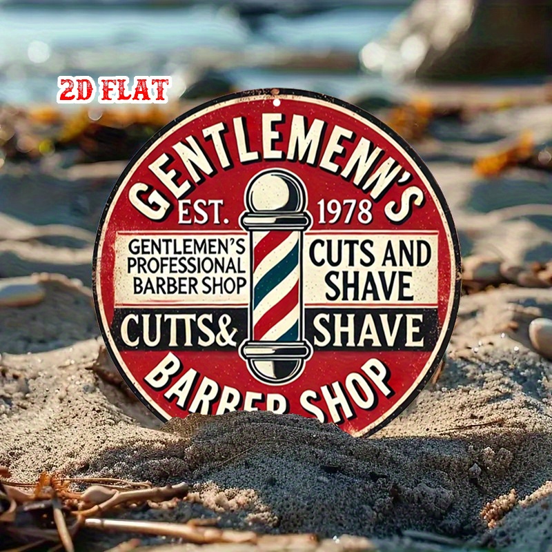 Papan Tanda Aluminium Bulat Da - Men'S Grooming Barbershop ulasan dan harga